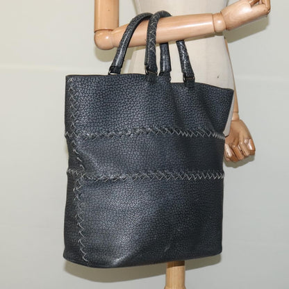 Bottega Veneta Shopping Tote Leather with Intrecciato Detail, GRAY, LEATHER, Tote bag