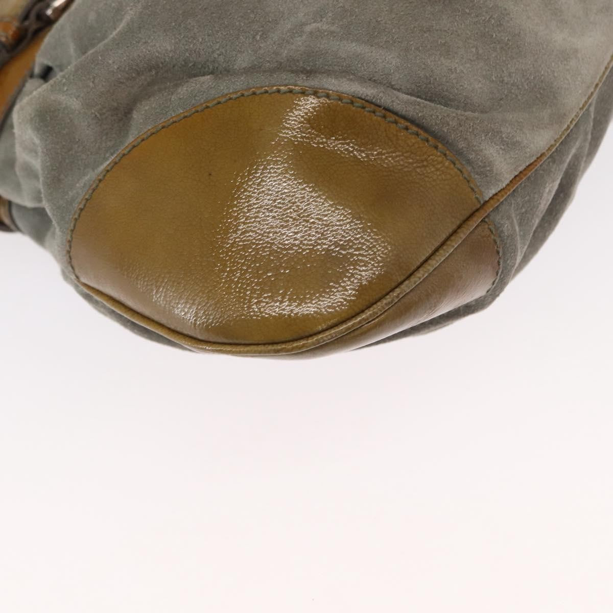 Salvatore Ferragamo Gancini handbag Suede, GREEN, SUEDE, Handbag