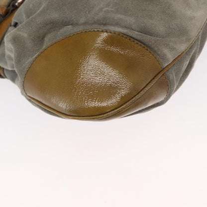 Salvatore Ferragamo Gancini handbag Suede, GREEN, SUEDE, Handbag