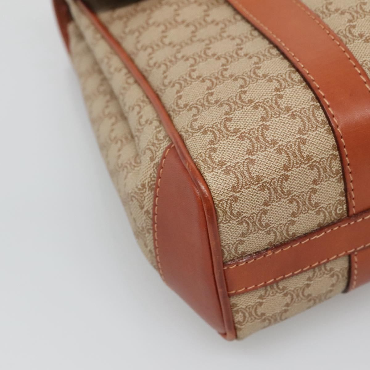 Celine Vintage Macadam Handbag Canvas and Leather, Beige, Canvas, Handbag