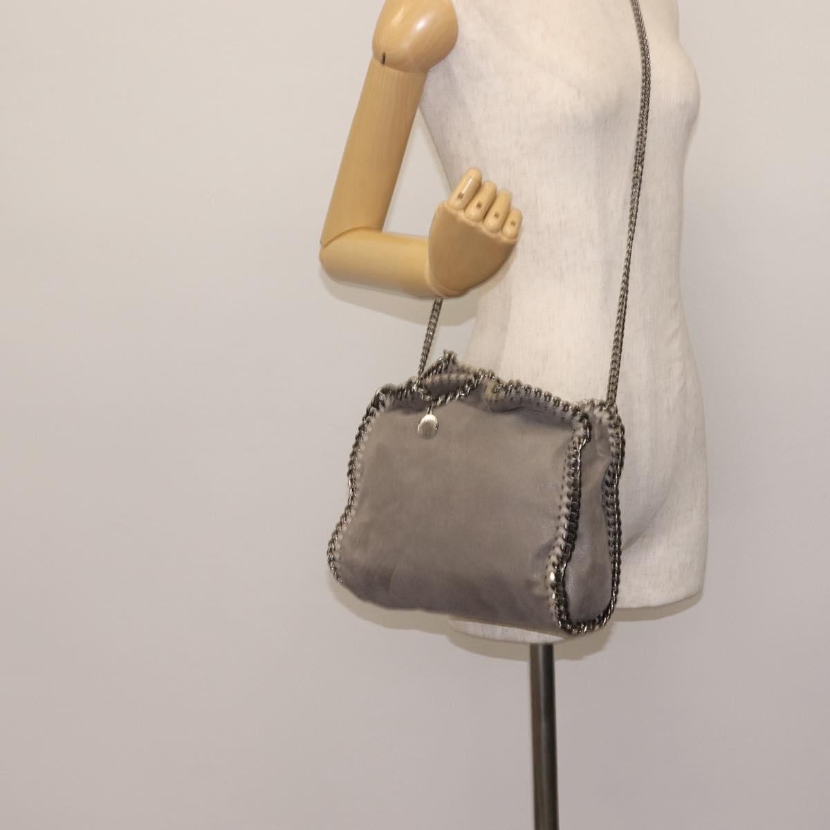 Stella McCartney Falabella Fold Over Crossbody Bag Suede, GRAY, SUEDE, Crossbody bag