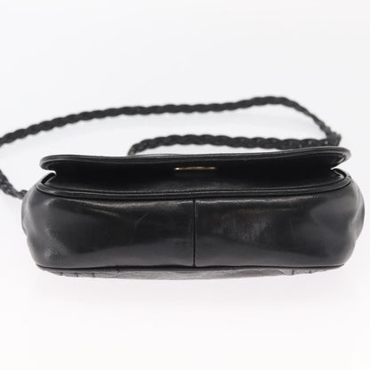Chanel Vintage CC Stitch Flap Bag Leather, BLACK, LEATHER, Shoulder bag