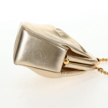 Chanel Vintage Timeless Kisslock Coin Purse Leather, GOLD, LEATHER, Shoulder bag