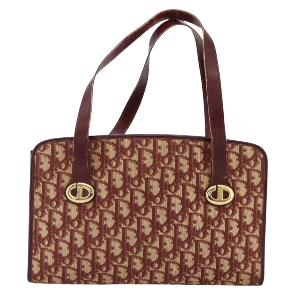 Christian Dior Vintage CD Trotter Handbag Canvas, RED, CANVAS, Handbag