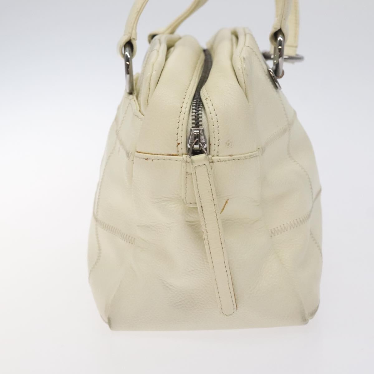 Chanel Chocolate Bar CC Bowler Bag Caviar skin, WHITE, LEATHER, Handbag