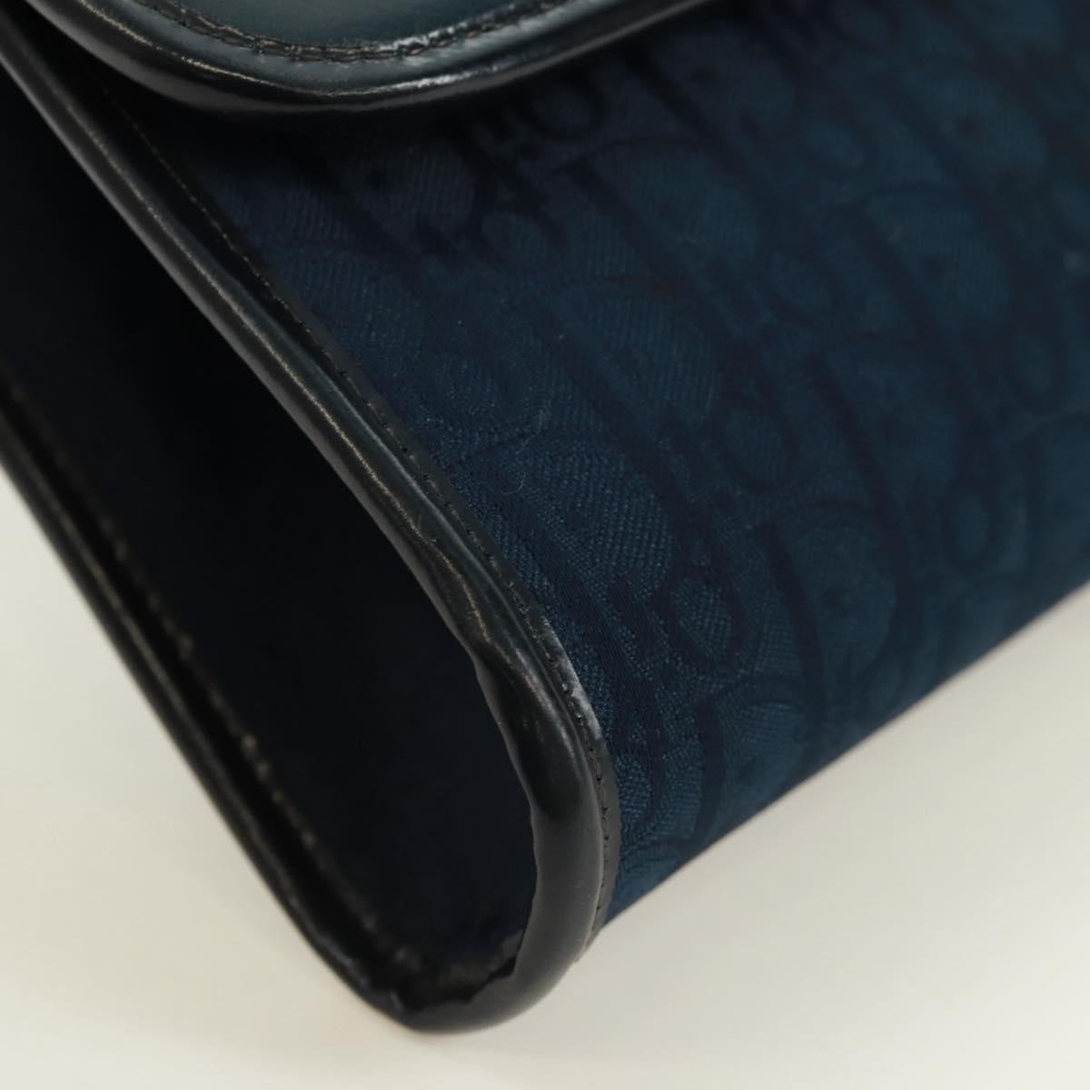 Christian Dior Vintage Chain Flap Shoulder Bag Diorissimo Canvas, Navy, Canvas, Shoulder Bag