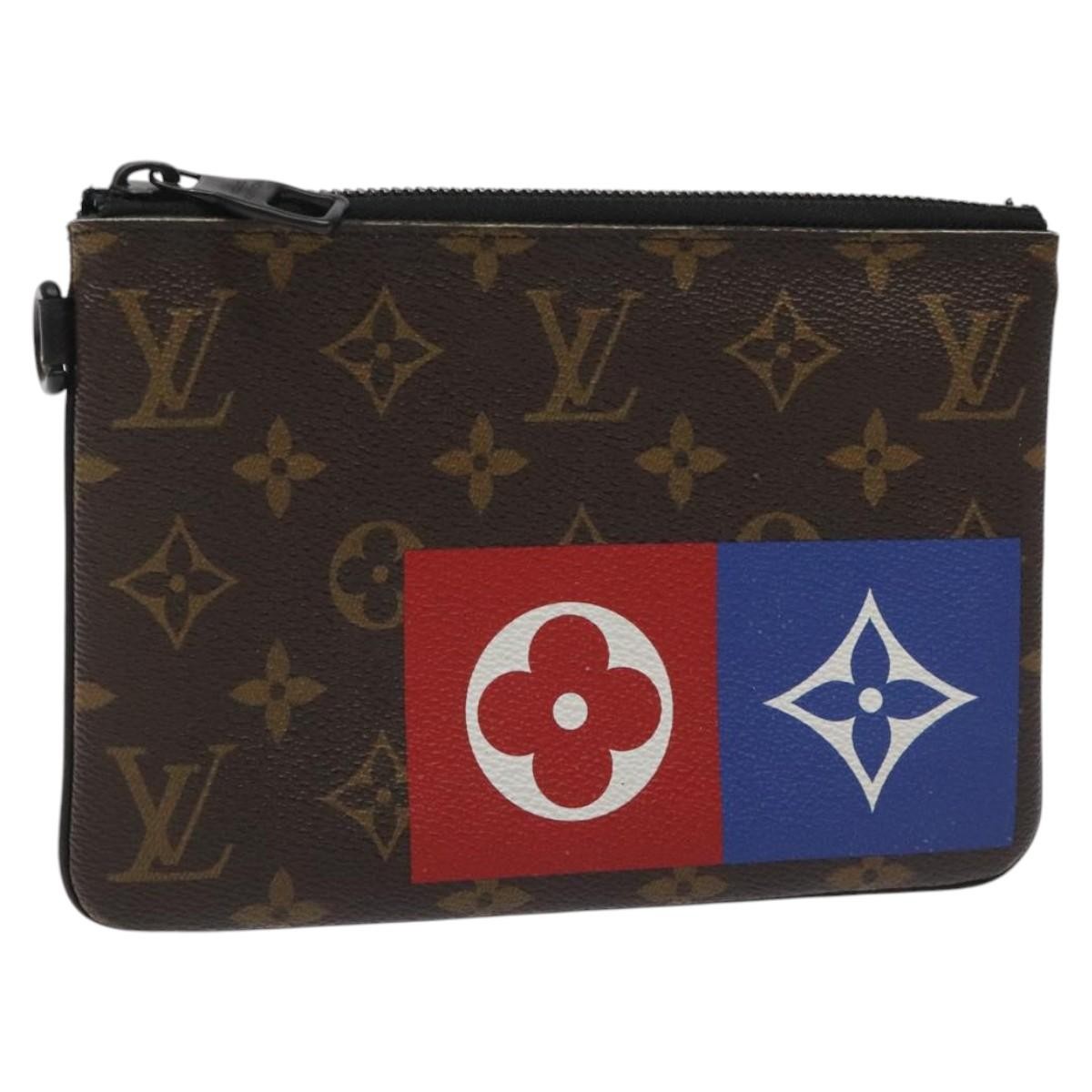 Louis Vuitton Zipped Pouch Limited Edition Logo Story Monogram Canvas, BROWN, CANVAS, Clutche & pouche