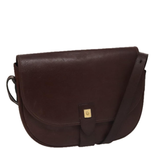 Christian Dior Vintage Trotter Shoulder Bag Canvas, BURGUNDY, LEATHER, Shoulder bag