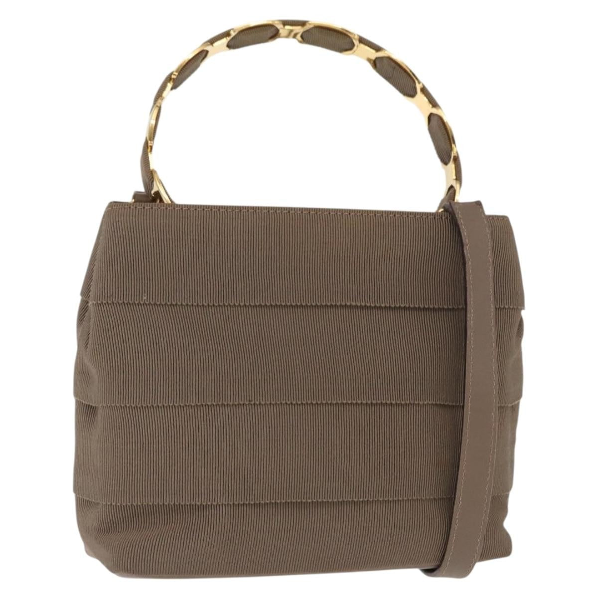 Salvatore Ferragamo Vala Handbag Canvas, BEIGE, CANVAS, Handbag