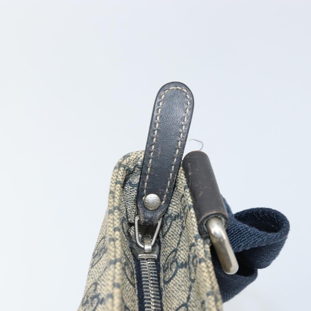 Gucci Zip Top Messenger Bag GG Coated Canvas, NAVY, PVC, Shoulder bag