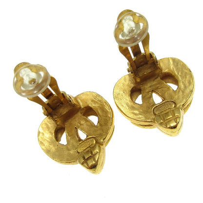 Chanel CC logo heart Gold-plated, GOLD, GOLD_PLATED, Earrings