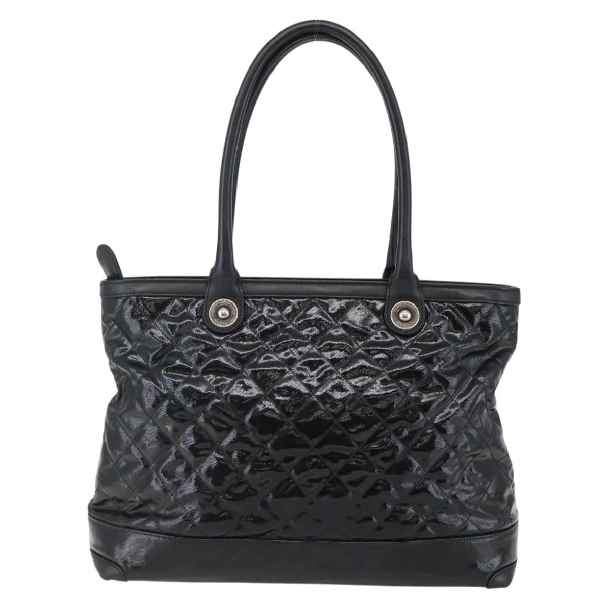 Chanel CC Charm Zip Tote Quilted Coated Canvas, BLACK, CANVAS, Tote bag