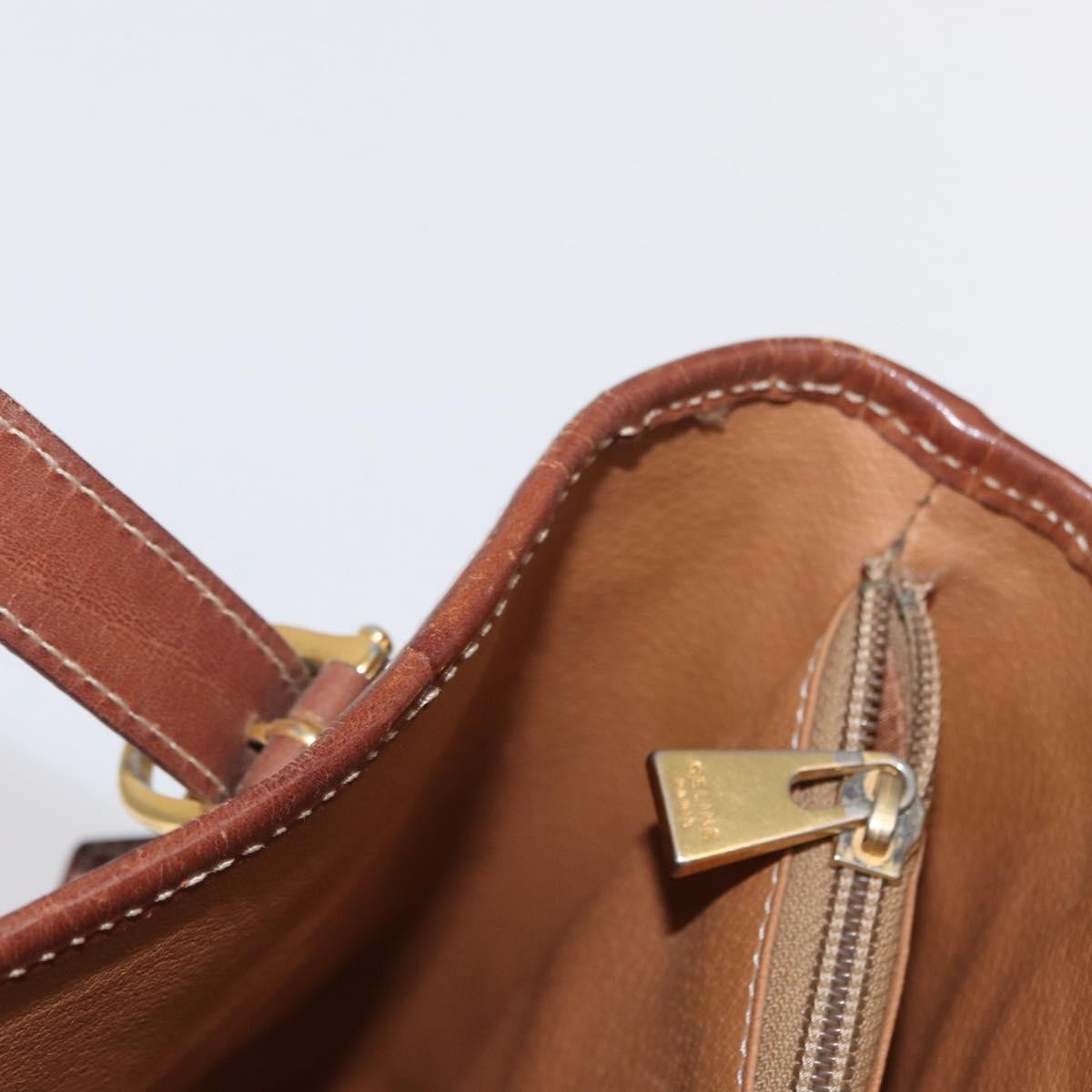 Celine Vintage Macadam Handbag Canvas and Leather, BROWN, CANVAS, Tote bag