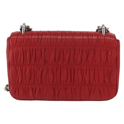 Prada Gaufre Chain Flap Shoulder Bag Nappa Leather, RED, LEATHER, Shoulder bag