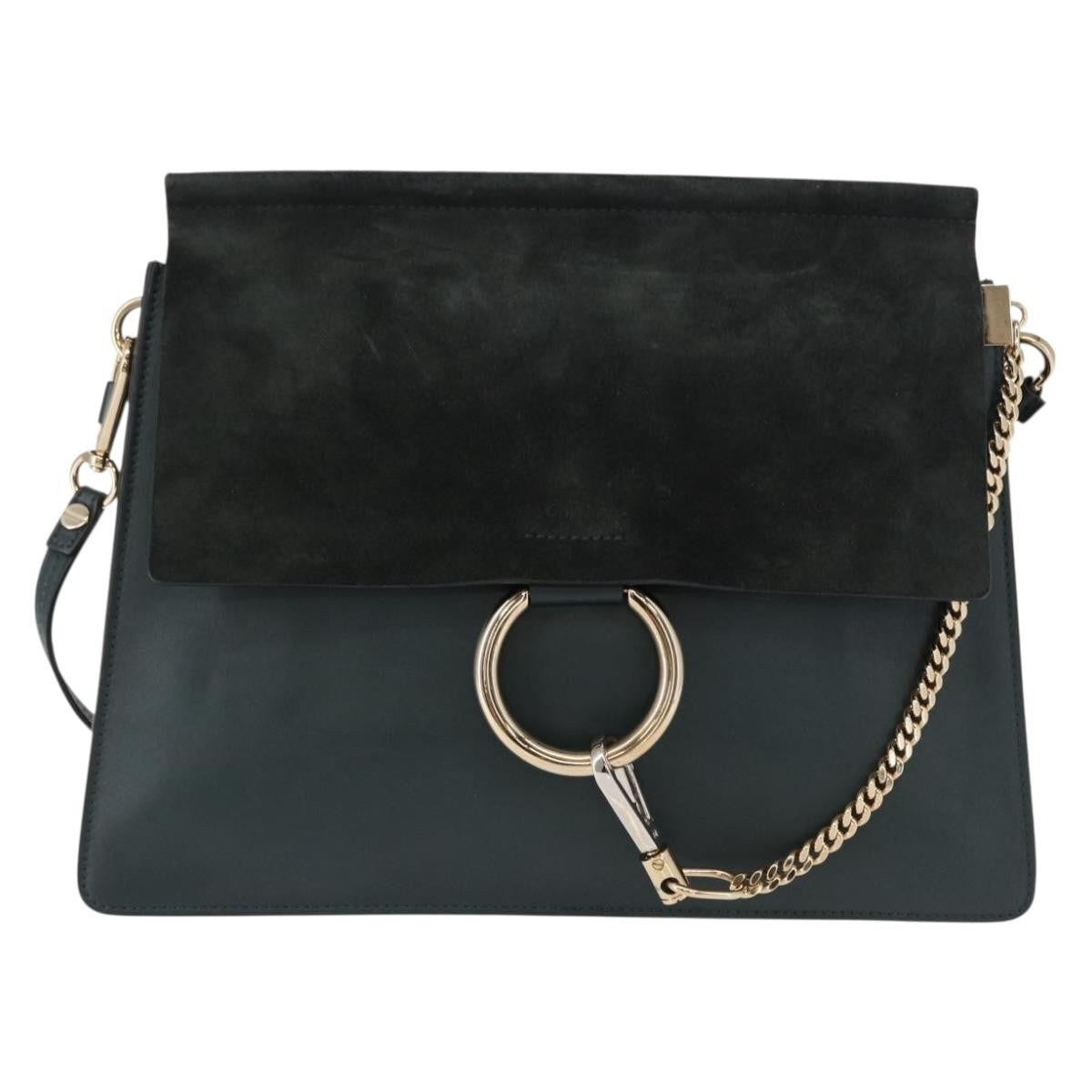 Chloe Faye Shoulder Bag Leather and Suede, KHAKI, SUEDE, Shoulder bag