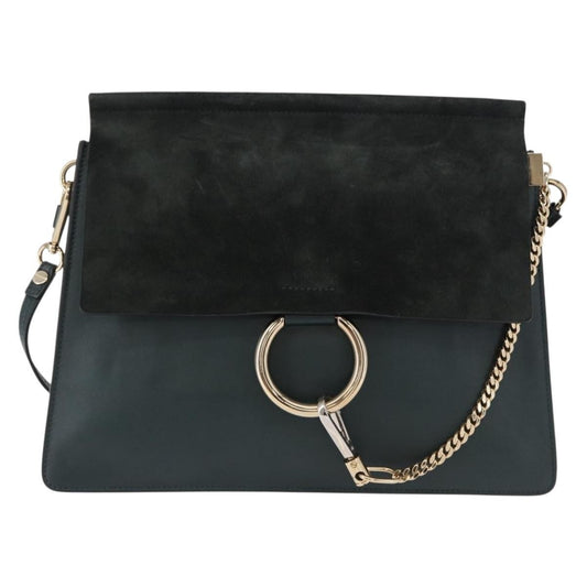 Chloe Faye Shoulder Bag Leather and Suede, KHAKI, SUEDE, Shoulder bag
