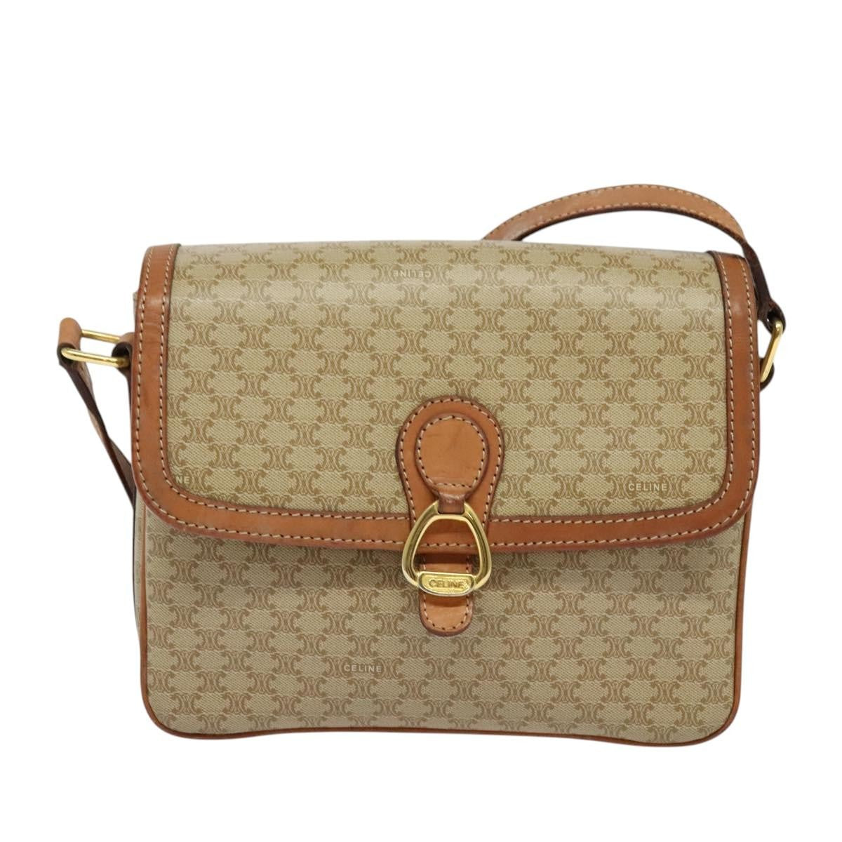 Celine Macadam Shoulder Bag PVC Leather, BEIGE, CANVAS, Shoulder bag