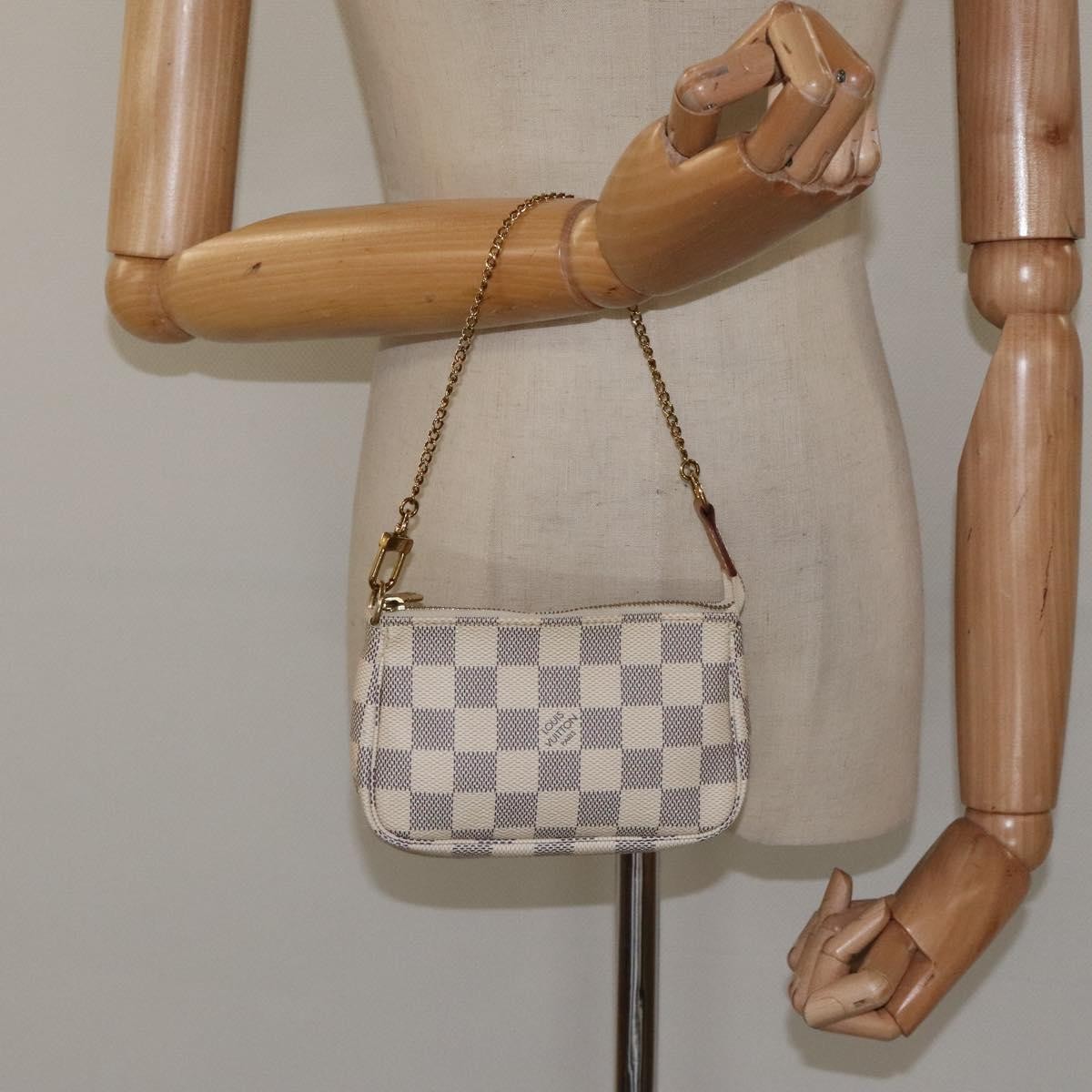 Louis Vuitton Pochette Accessoires Damier, WHITE, CANVAS, Clutche & pouche