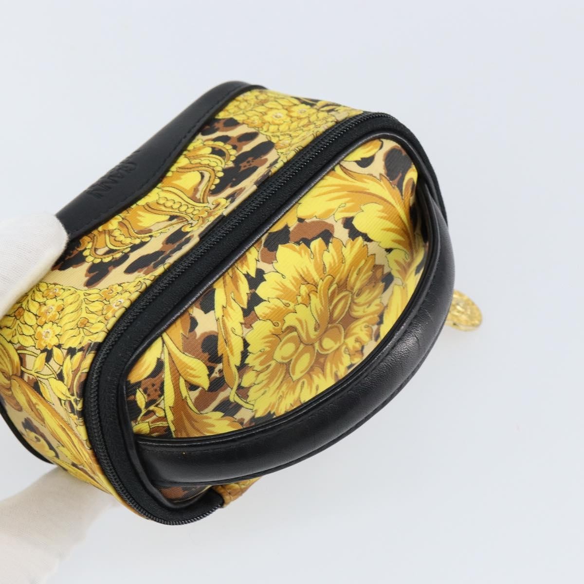 Versace Vanity Hand Bag Canvas and Leather, GOLD, LEATHER, Clutche & pouche