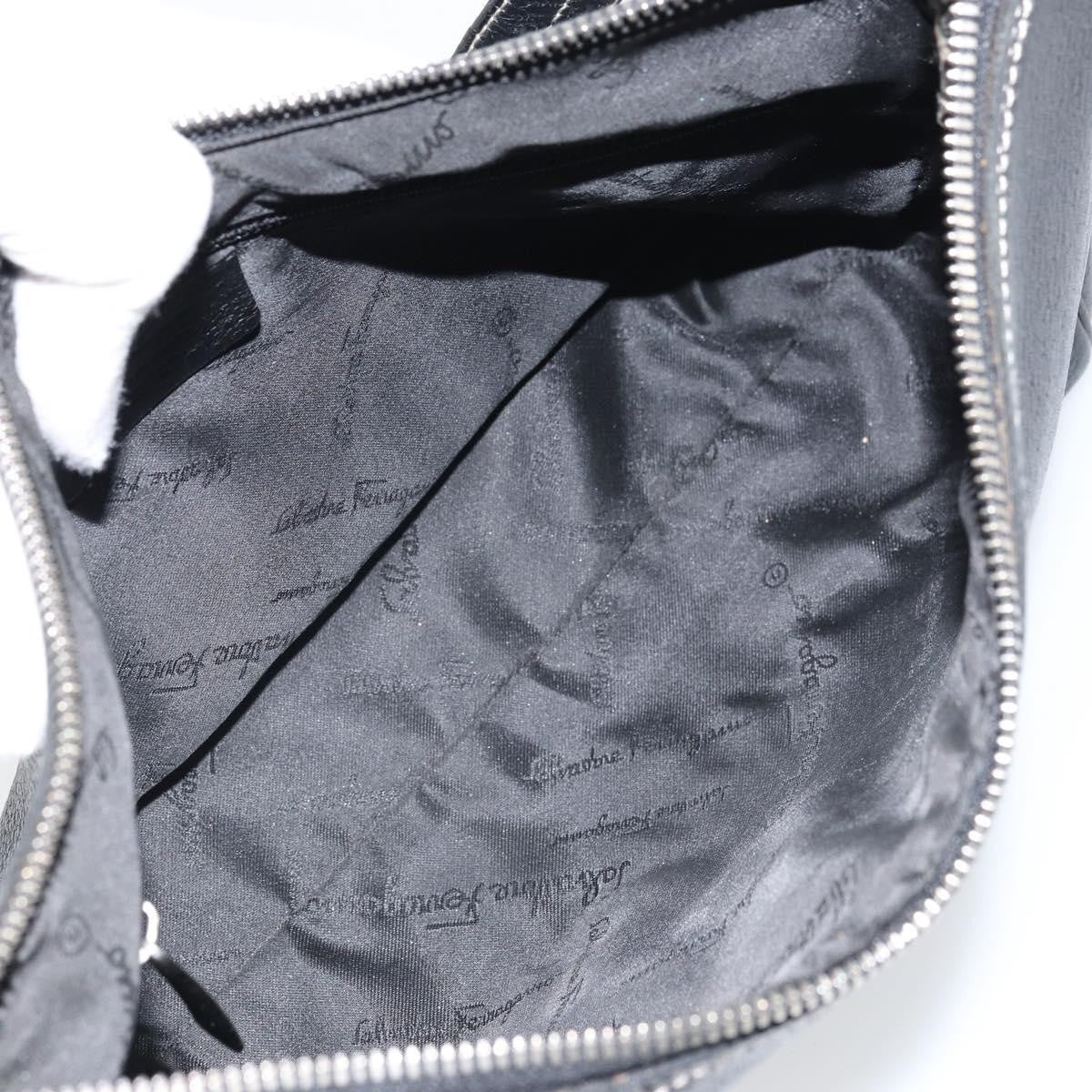 Salvatore Ferragamo Gancini Shoulder Bag Leather, BLACK, LEATHER, Shoulder bag