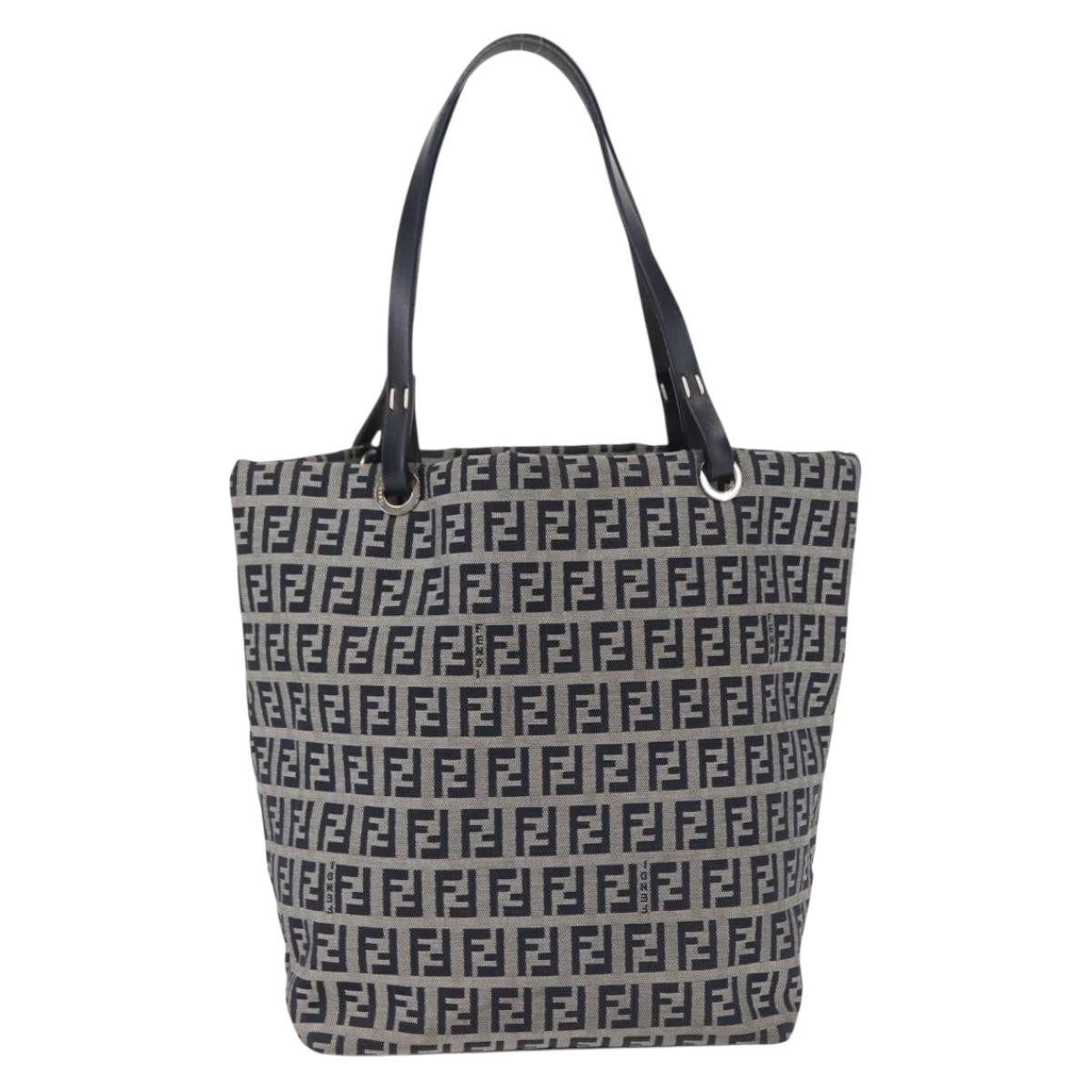 Fendi Shopping Tote Zucchino Canvas, NAVY, CANVAS, Tote bag