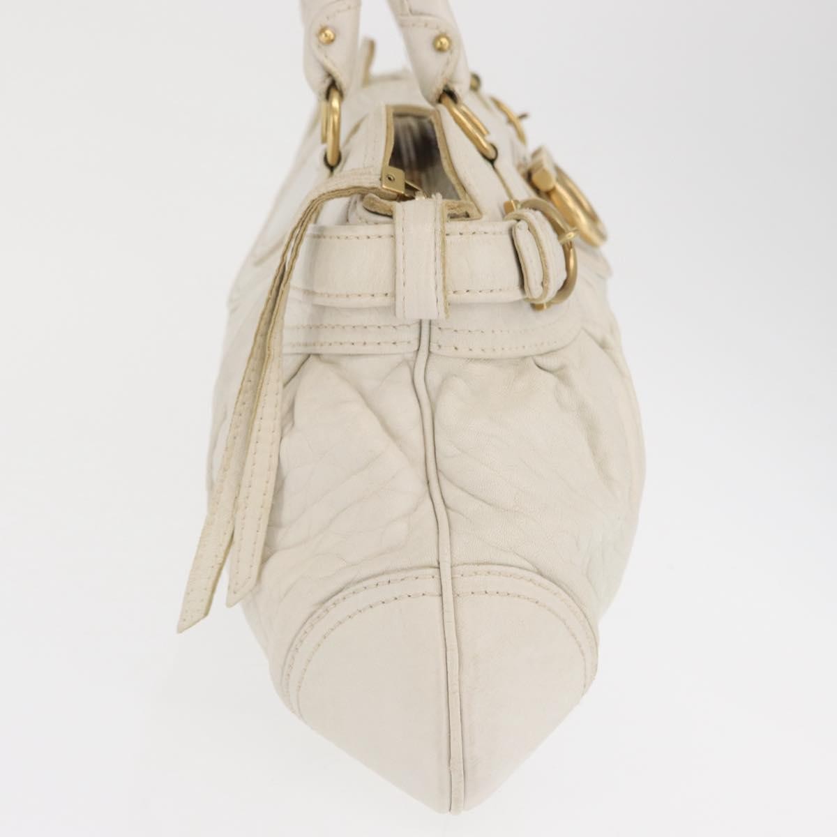 Salvatore Ferragamo Gancini handbag Leather, WHITE, LEATHER, Handbag