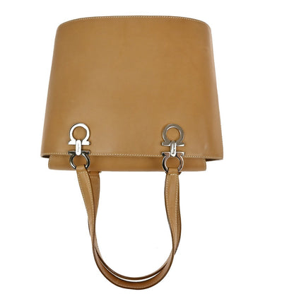 Salvatore Ferragamo Gancini Shoulder Bag Leather, Brown, Leather, Shoulder Bag