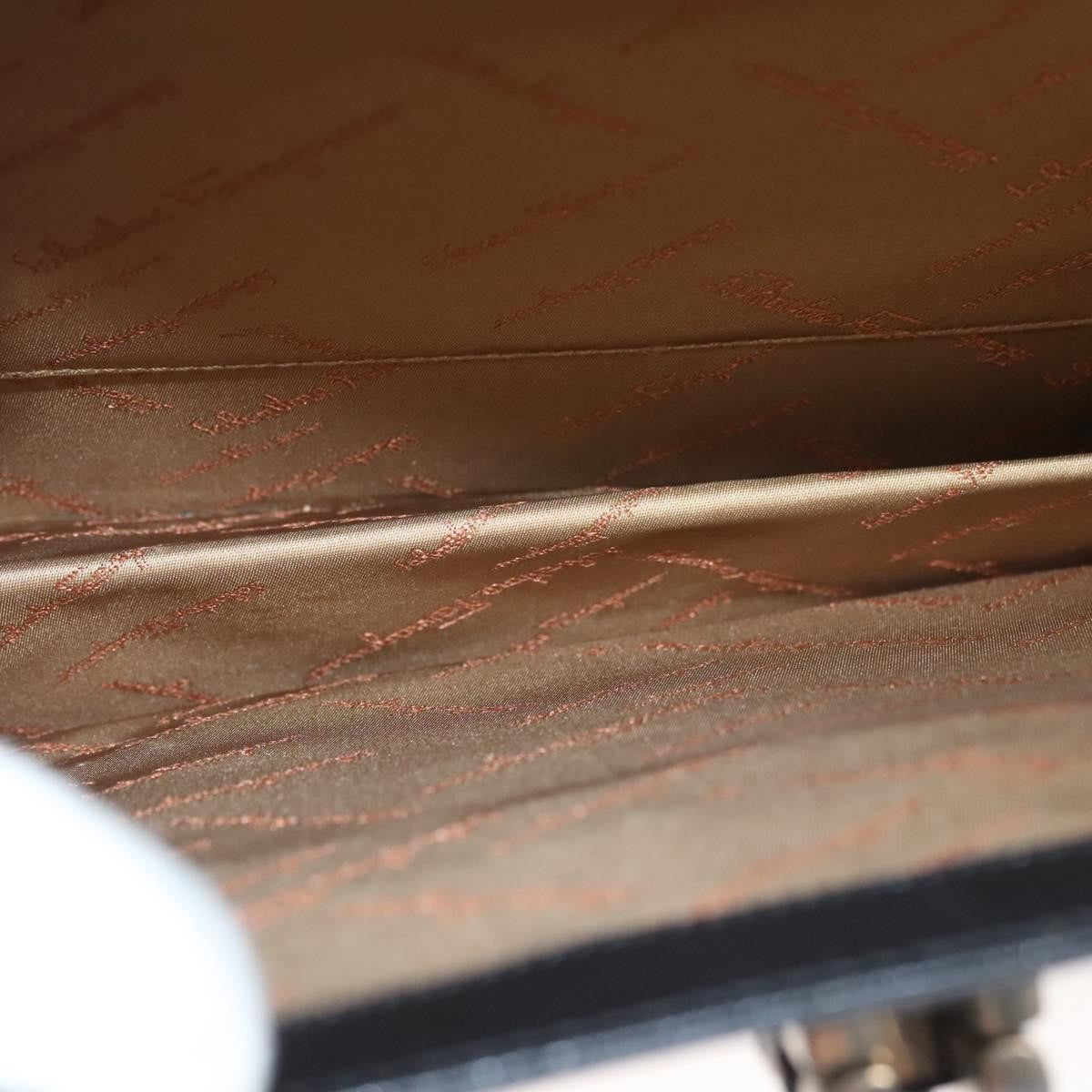 Salvatore Ferragamo Double Gancini Top Handle Bag Saffiano Leather, BLACK, LEATHER, Handbag