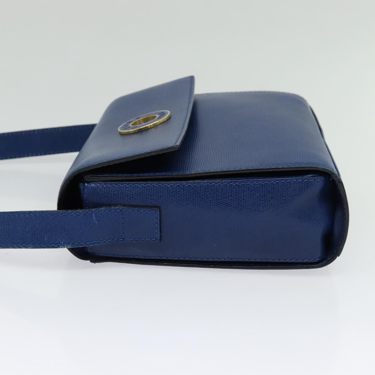 Celine Circle logo Leather, BLUE, LEATHER, Handbag