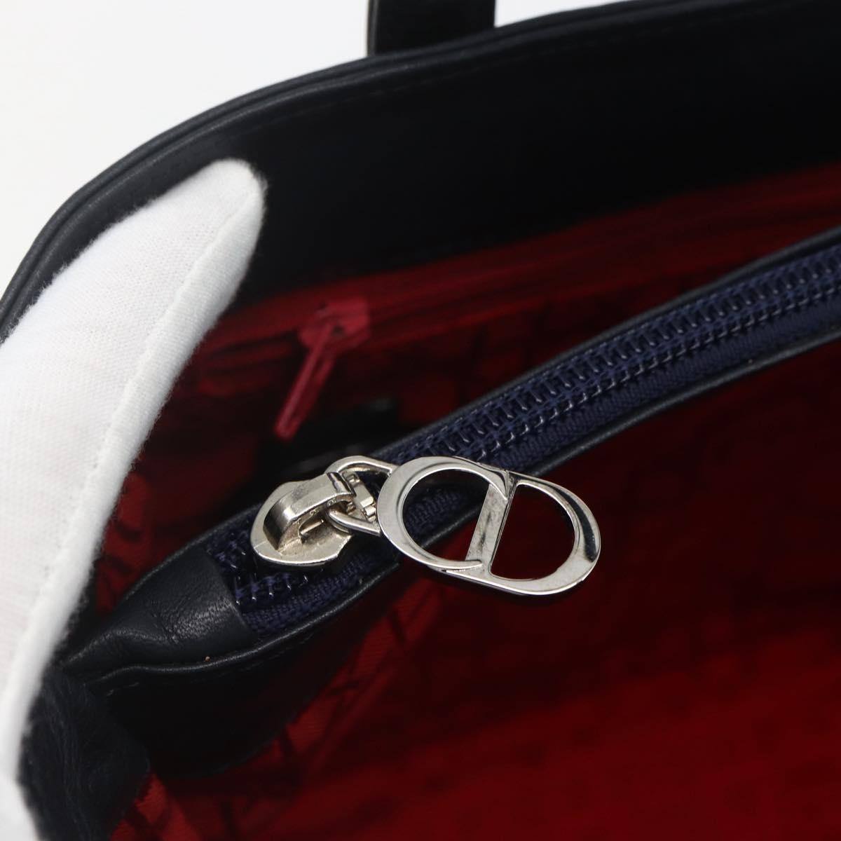 Christian Dior Vintage CD Handbag Leather, NAVY, LEATHER, Handbag