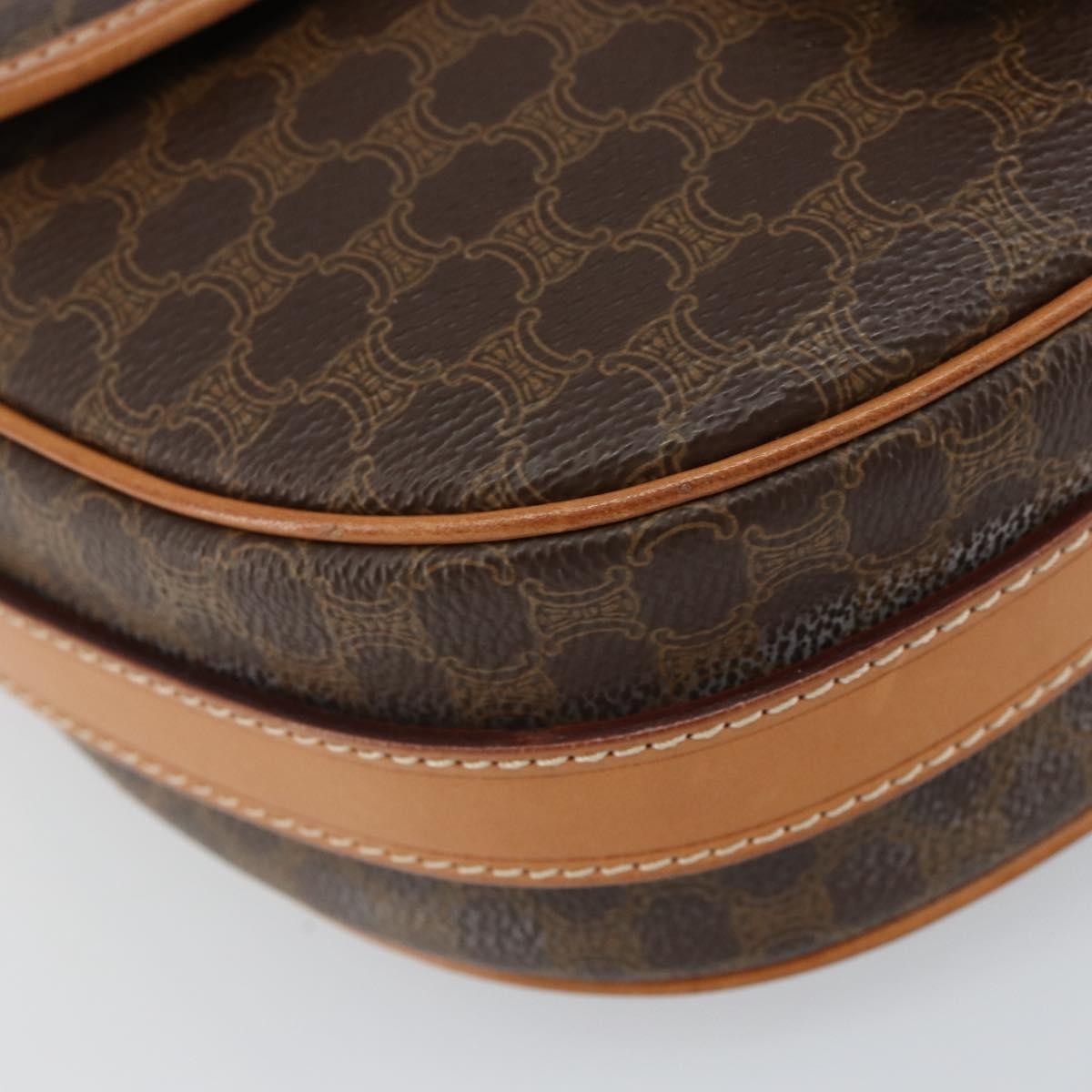 Celine Vintage Macadam Shoulder Bag Canvas and Leather, BROWN, CANVAS, Shoulder bag
