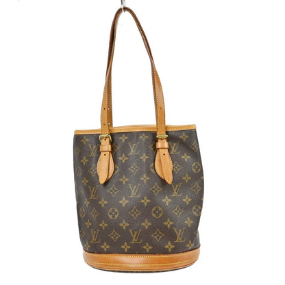 Louis Vuitton Petit Bucket Bag Monogram Canvas, Brown, Canvas, Tote Bag