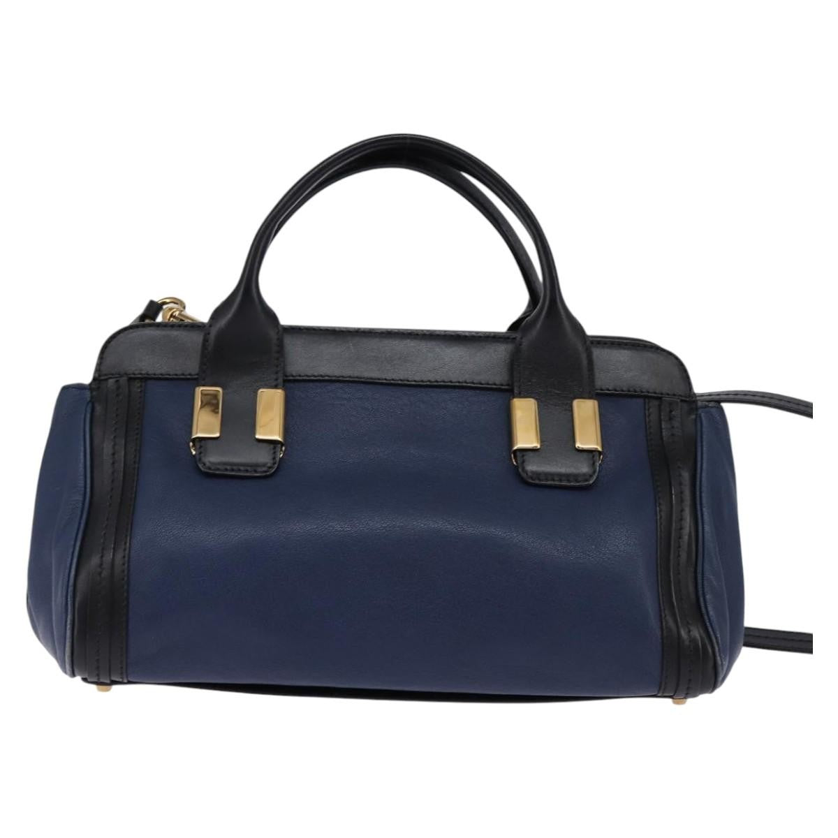 Chloe Alice Satchel Leather, NAVY, LEATHER, Handbag