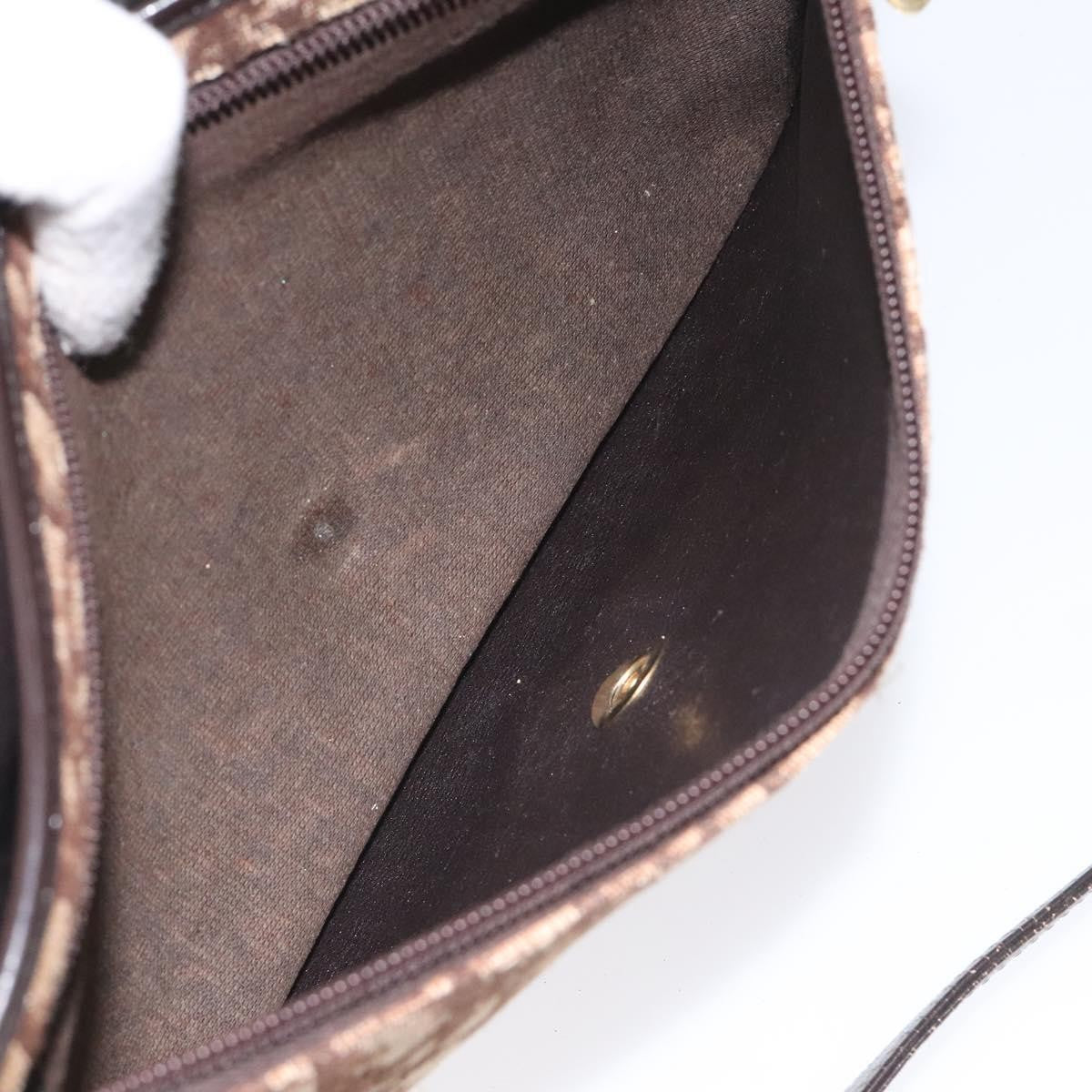 Christian Dior Vintage Trotter Shoulder Bag Embroidered Diorissimo Canvas, BROWN, CANVAS, Shoulder bag