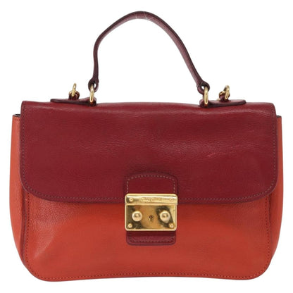 Miu Miu Madras Top Handle Bag Leather, RED, LEATHER, Handbag