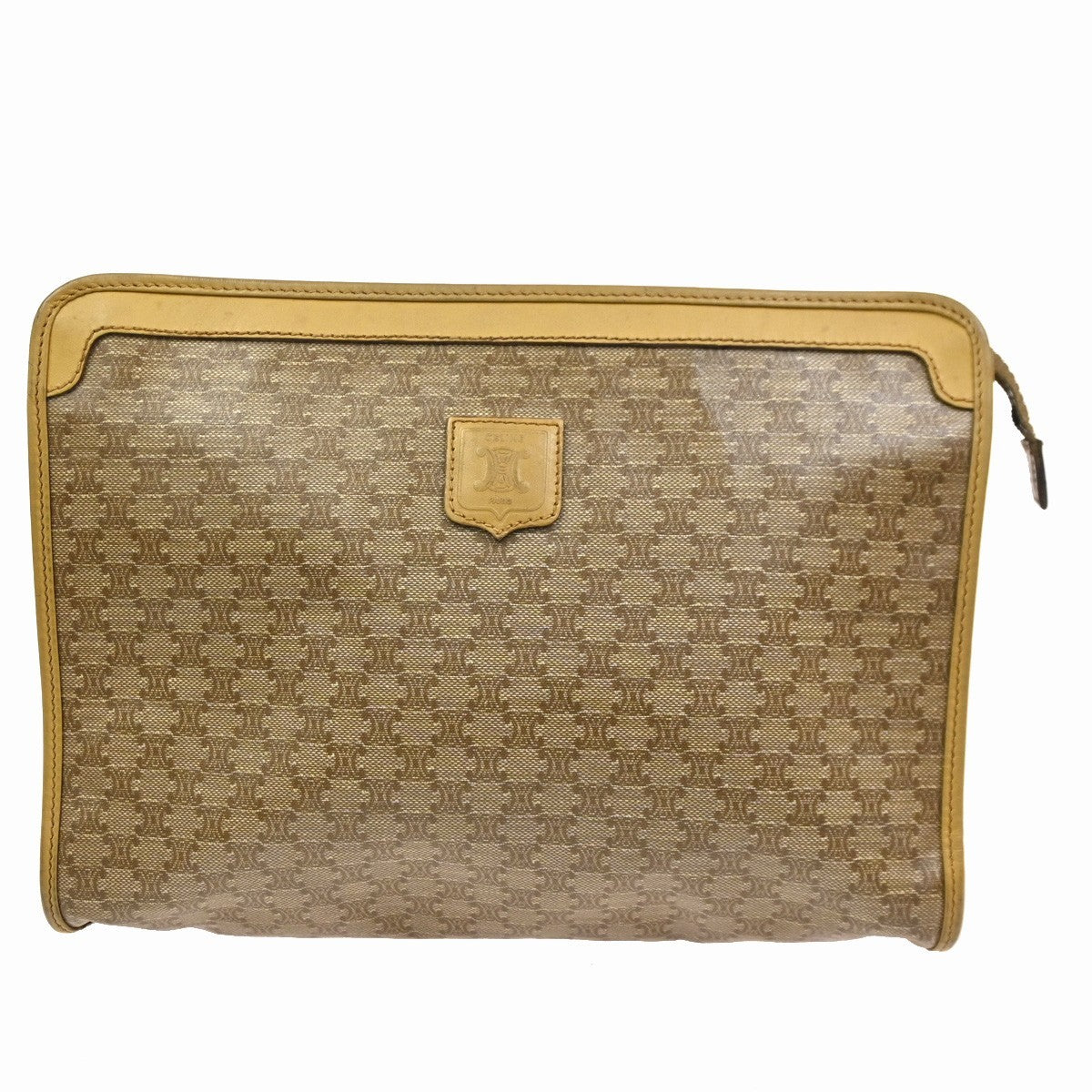 Celine Macadam Pochette Clutch, BROWN, PVC, Clutche & pouche