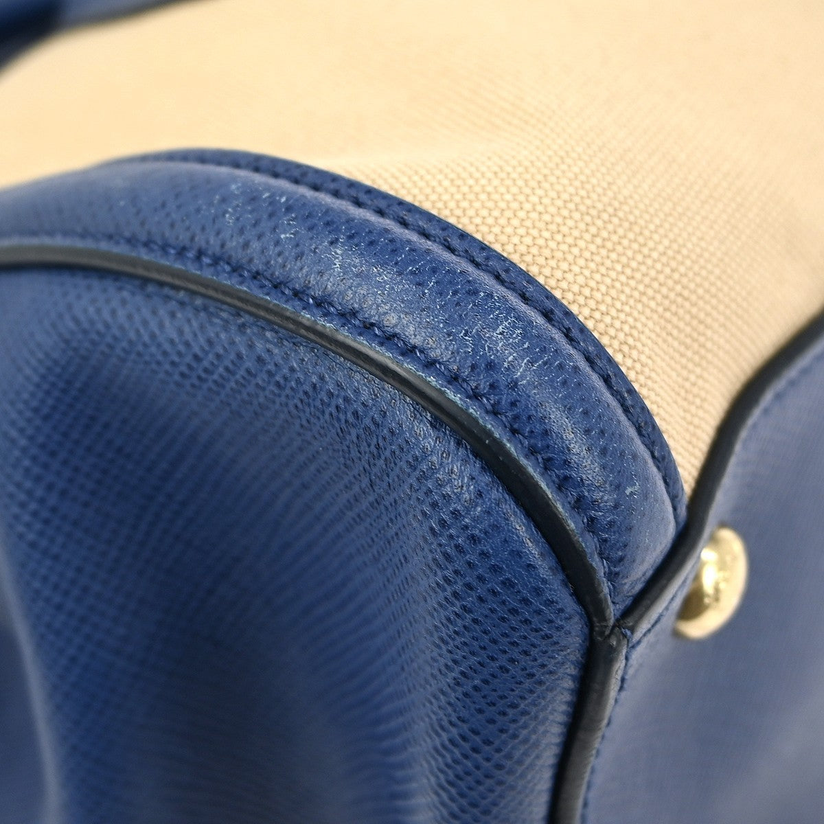 Prada Cuir Frame Convertible Tote City Calf with Saffiano, BLUE, LEATHER, Tote bag