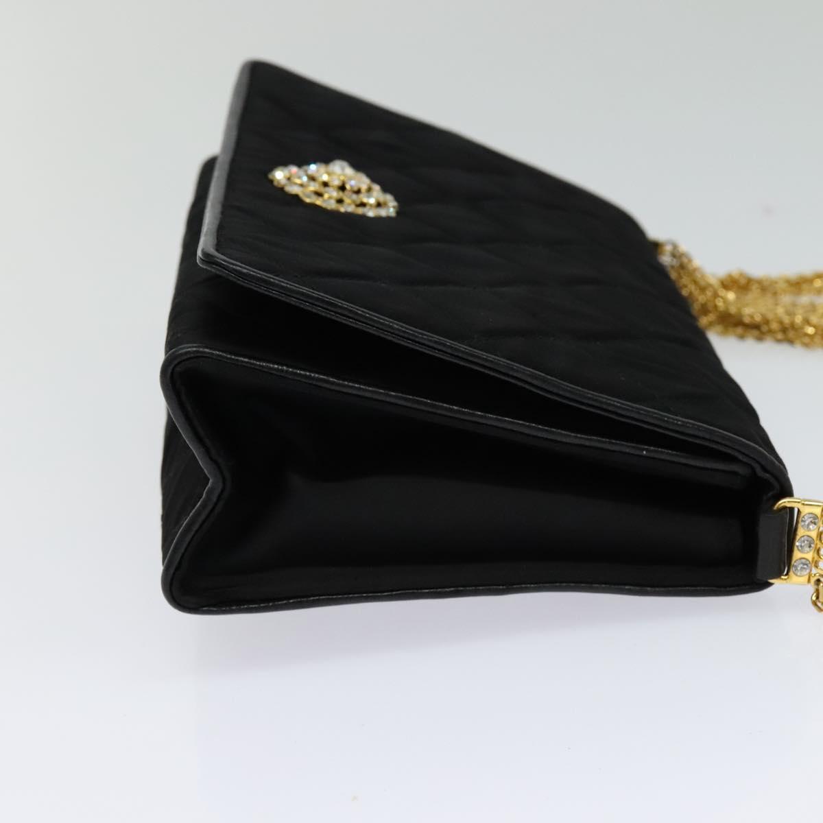 Chanel Chain Shoulder Bag Silk, BLACK, SATIN, Shoulder bag