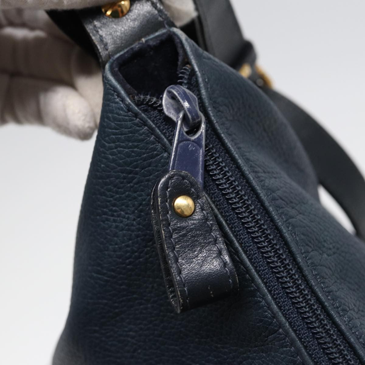 Gucci Vintage Shoulder Bag Leather, NAVY, LEATHER, Shoulder bag