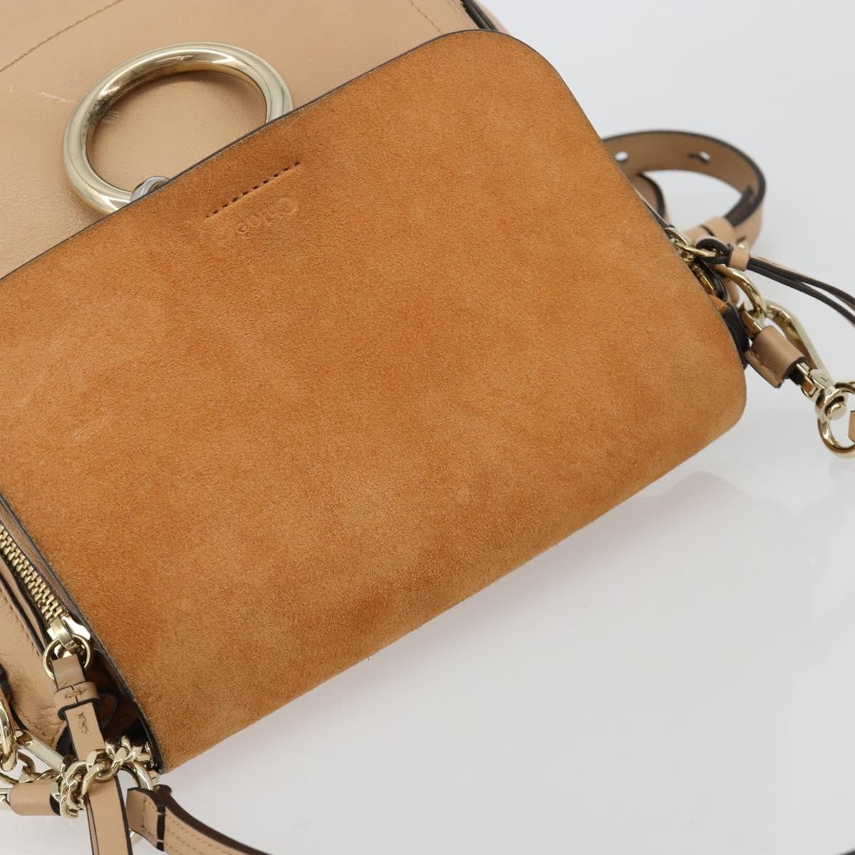 Chloe Faye Backpack Suede with Applique, Beige, Leather, Backpack