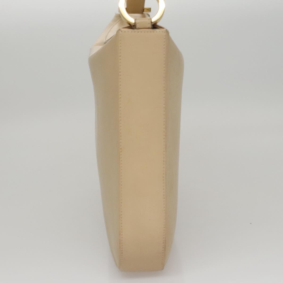 Salvatore Ferragamo Gancini Shoulder Bag Leather, BEIGE, LEATHER, Shoulder bag