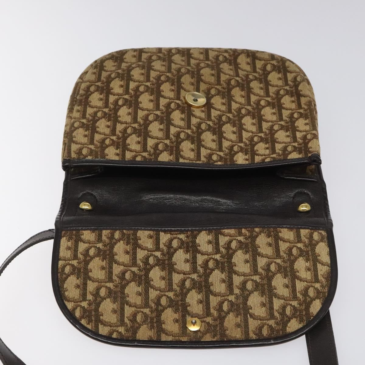 Christian Dior Vintage Trotter Flap Shoulder Bag Canvas, BROWN, CANVAS, Shoulder bag