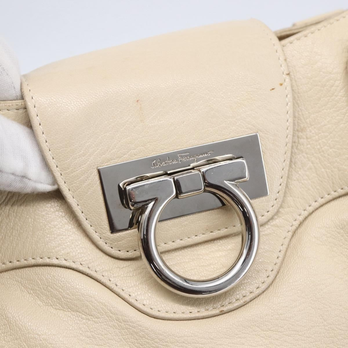 Salvatore Ferragamo Gancini handbag Leather, BEIGE, LEATHER, Handbag