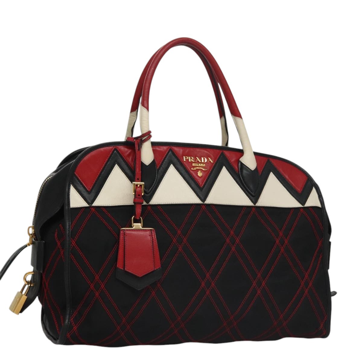 Prada Convertible Boston Bag Vitello Shine, MULTICOLOUR, NYLON, Handbag