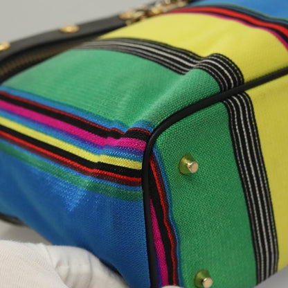 Versace Vanity Hand Bag Canvas and Leather, BLUE, CANVAS, Clutche & pouche