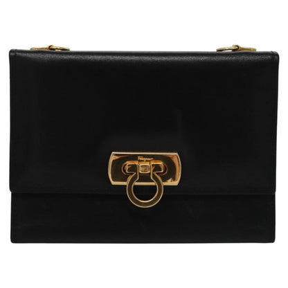 Salvatore Ferragamo Gancini Flap Wallet Leather, BLACK, LEATHER, Wallets