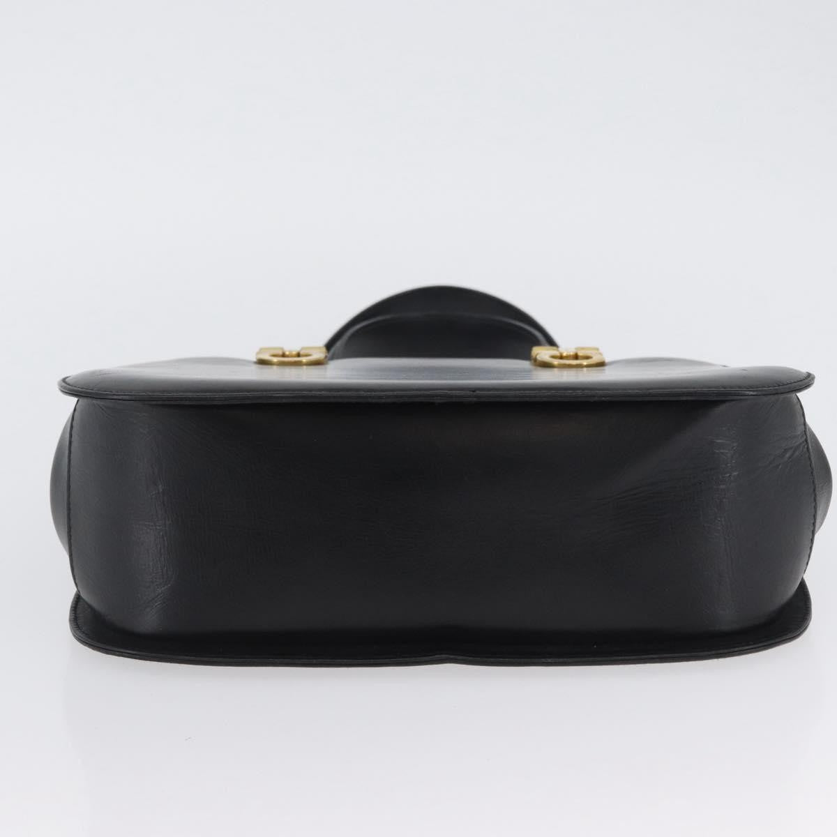 Salvatore Ferragamo Gancini handbag Leather, BLACK, LEATHER, Handbag