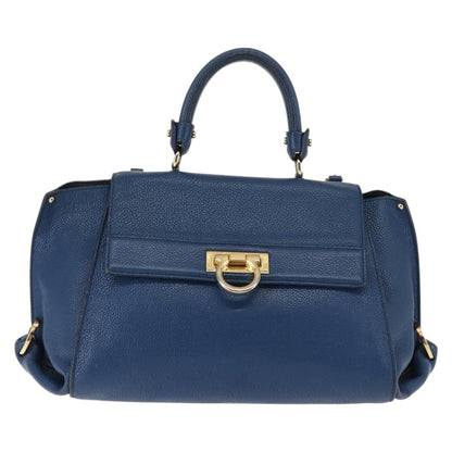 Salvatore Ferragamo Sofia Satchel Leather, BLUE, LEATHER, Handbag