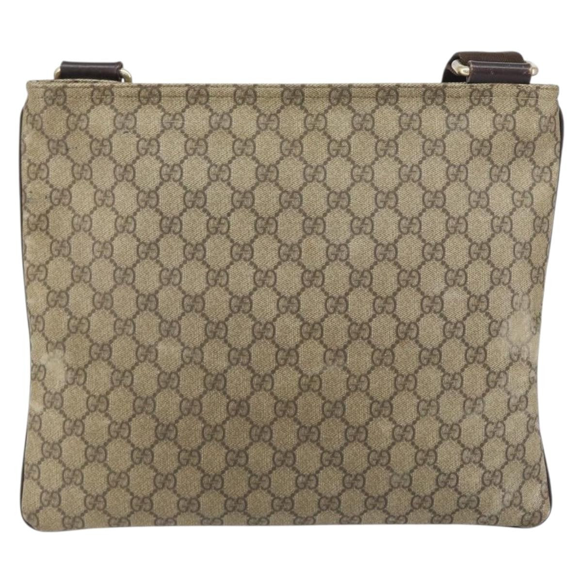 Gucci Zip Top Messenger Bag GG Coated Canvas, BEIGE, PVC, Shoulder bag