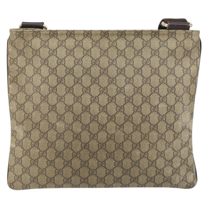 Gucci Zip Top Messenger Bag GG Coated Canvas, BEIGE, PVC, Shoulder bag